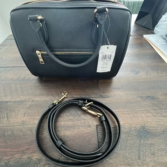 Coach Black Leather Rowan Satchel with Gold Accents - Picture 4 of 6